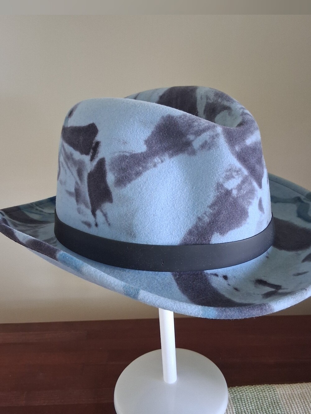 Goorin Bros Wool Felt Fedora Blue Camo Black Band Large